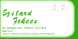 szilard fekecs business card